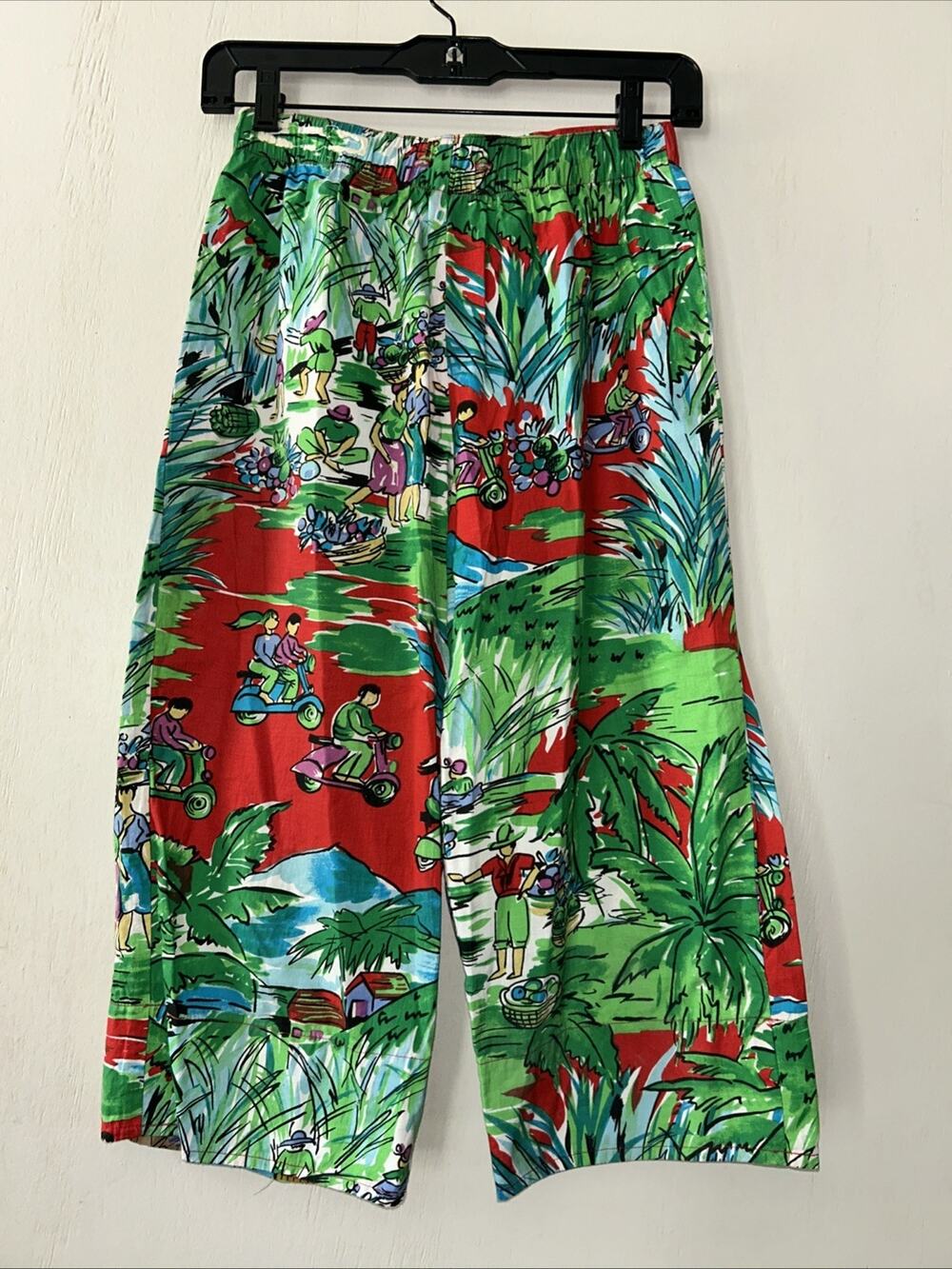 Vintage 1980’s You Babes Tropical Beach Vacation Palm Tree Culotte Pants Small